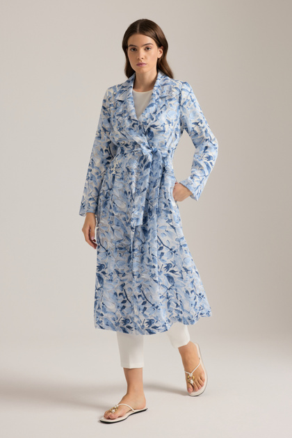 Burnt Organza Fabric Transparent Trench Coat
