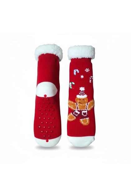 Christmas Themed Fleece-Lined Non-Slip Sole Knee-High Socks