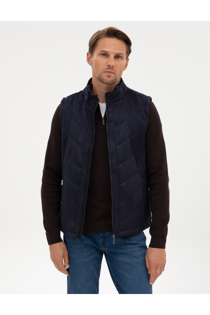 Navy Blue Faux Leather Vest 50318040-200