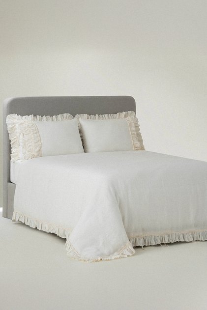 Miranda Cream Double Size 100% Organic Cotton Linen Duvet Cover Set