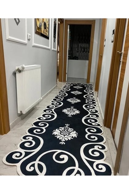 Kaymaz tabanlı makinede yıkabilir kolay silinebilir leke tutmaz yolluk salon mutfak halısı