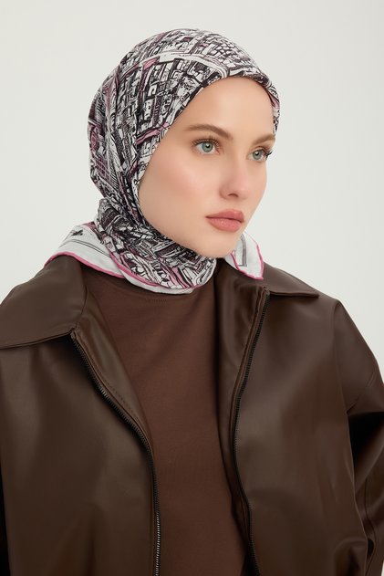 مدينة الأصداء - بودرة - وشاح فيسكوز منقوش من فييرا - 90×90 سم