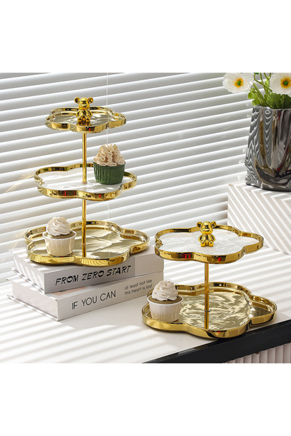 Поднос за плодове, триетажен, TRENDY’S gold, 30X15.5X20 CM