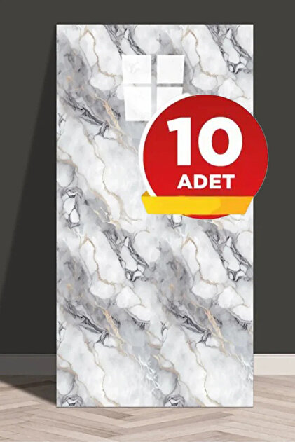 10 Adet, 30x60 Cm Açık Gri Damar Mermer Desenli Kendinden Yapışkanlı Kaplama Pvc Panel-M-18 M81
