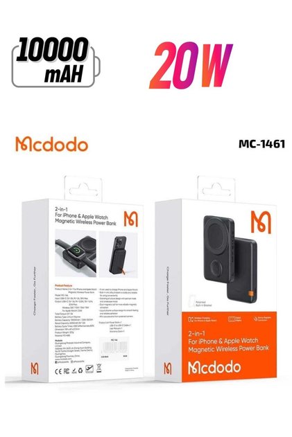 MC-1461 2 in 1 10000mAh 20W Magnetic Wireless Power Bank With Stand For iPhone And Apple Watc