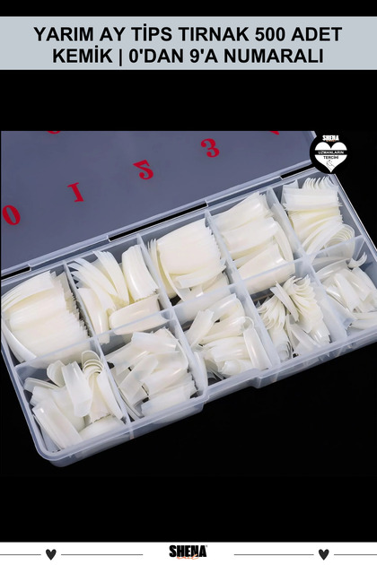Shena Protez Tırnak Tips Kemik 500lü Yarım Ay Tips Tırnak