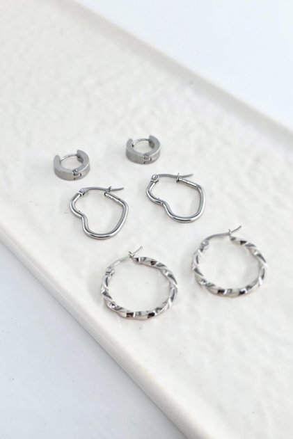 Women's 316 L Stainless Steel Anti Allergenic 6-Piece Earring Set
