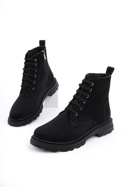 Lyk-1001 Lace-Up Flat Leather Boots