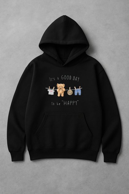 Good Day to Be Happy Print Oversize Sweatshirt