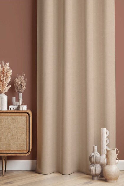 Fon Perde - Linen Look - Linen Look Digital Printed Suede Fabric - 140*280 cm