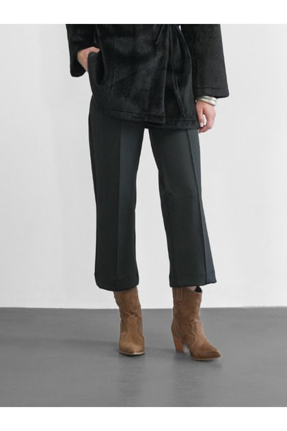 Women's Ribbed Basic Scuba Elastic Pants
