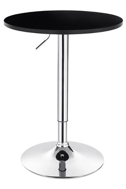 Tidi Adjustable Height, Rotating Chrome Bar Table Black MDF Round Top, Contemporary Café & Home
