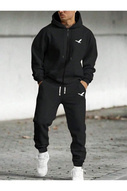 Full Outfit Set for Men: Hooded Sweatshirt, Stylish Jacket,