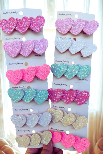 Glitter Heart Shaped Pen Clip 2 Pieces