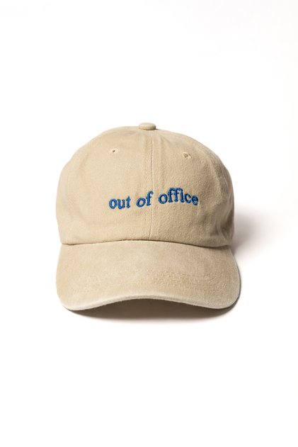 Embroidered Beige Hat Fabric and Blue Text Embroidered Hat Cotton Adjustable Hat