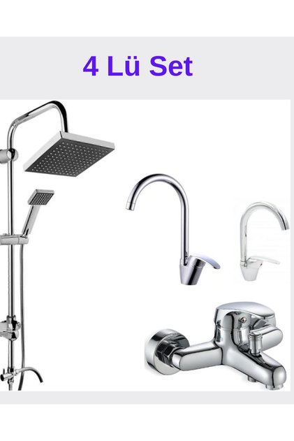 Fleko Mutfak lavabo Banyo Bataryası ve Yağmurlama Duş Seti 4 lü Set