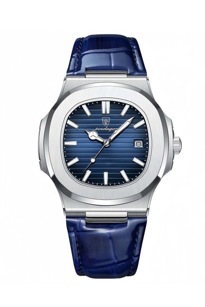 Ultra Thin Waterproof Men's Watch with Calendar, Mineral Glass, and Unique Octagonal Case D