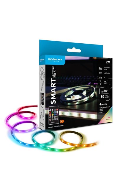 Ταινία LED Smart Modee 7W τηλεχειριζόμενη RGB 80lm IP20 2μ USB MSL-LS7W2MRGB-R