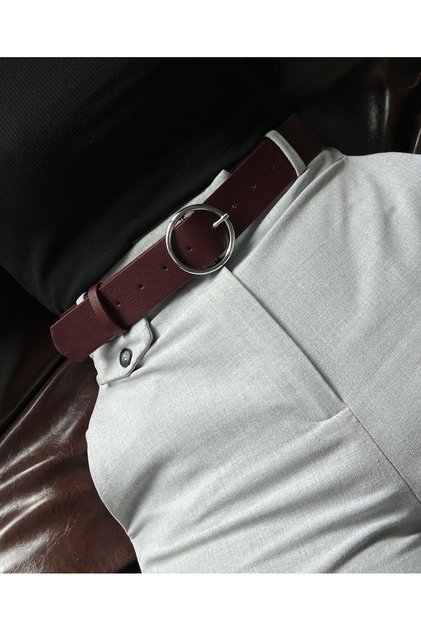 Women's Silver Buckle Waist Belt with Circle Accessories, Casual Belt, Jacket Belt, Pants Belt