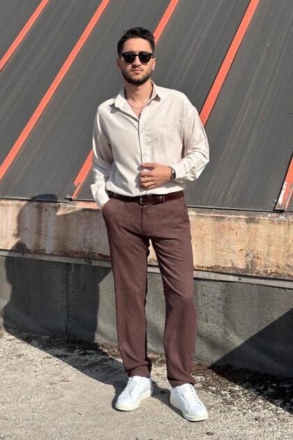 Men'S, Elastic Waistband, Woven Velvet, Regular-Fit, Old Money Culture, Pants 305