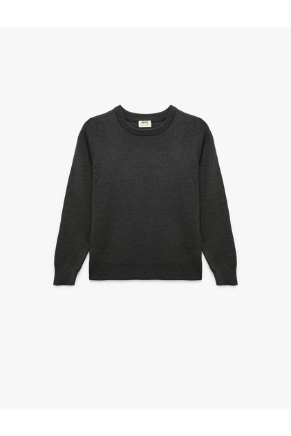 Viscose Blended Long Sleeve Crew Neck Basic Knit Sweater