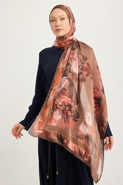 Secret Garden - Dusty Rose - Aurora Patterned Janjan Shawl - 70X190 cm