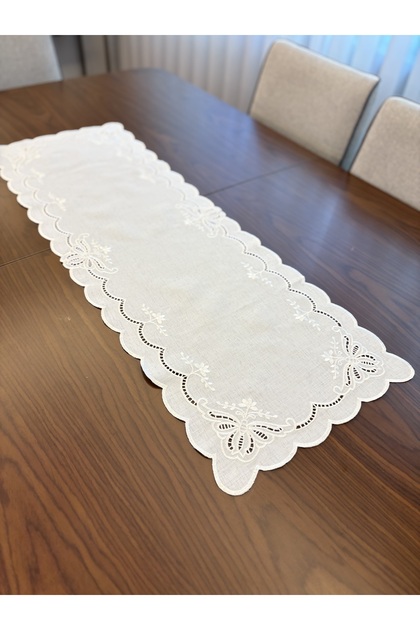 Kelebek - Runner Delik İşi Krem - 35X100 cm 1 Piece