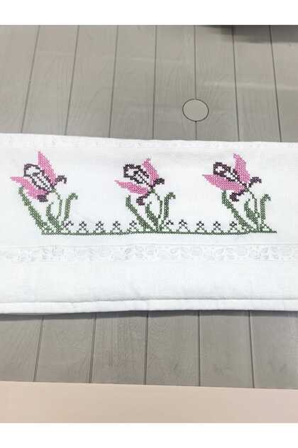 Handmade, Handcrafted Cross Stitch Embroidery Towel 50X90 Velvet 240Gr Premium Luxury
