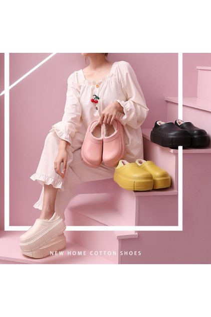 Papuci de casa slip-on cu platforma si blanita pentru dama, din material EVA, NUO-200