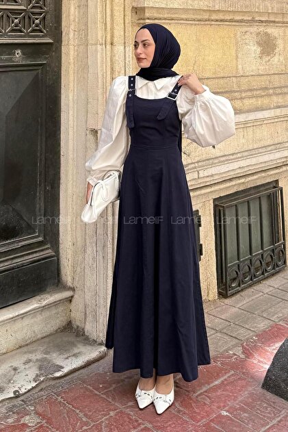 Askılı Gabardin Tesettür Jile Lacivert