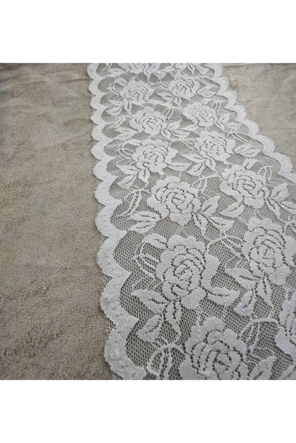 Lycra Stretch Lace 14 cm Width 1 Meter Ecru and Orange
