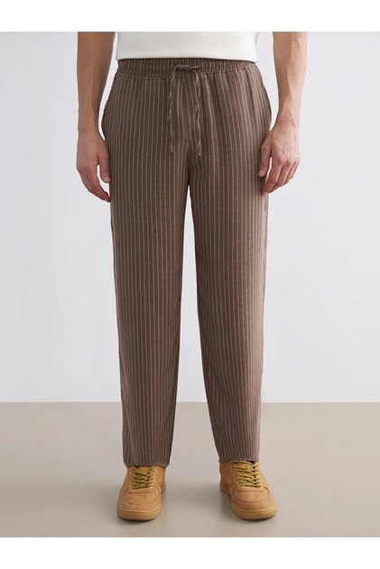 Xside Brown Comfortable Fit Men's Pants