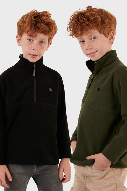 Soft Textured Zippered Stand Collar Ribbed 2-Pack Fleece Children's Polar 5905002S2