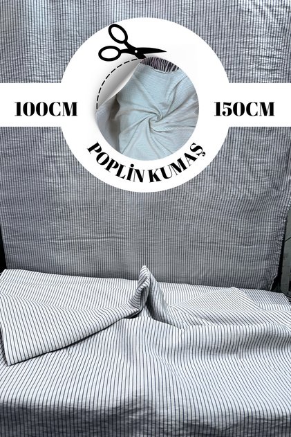 Poplin Kumaş Çizgili Desen Pijamalık Eteklik Flarlık Kumaş Dev İndirim