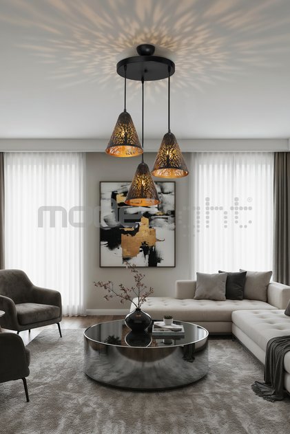 LAZER KESİM DESENLİ METAL 3LÜ AVİZE - SALON-OTURMA-ÇOCUK-YEMEK-YATAK ODASI-ANTRE-MUTFAK