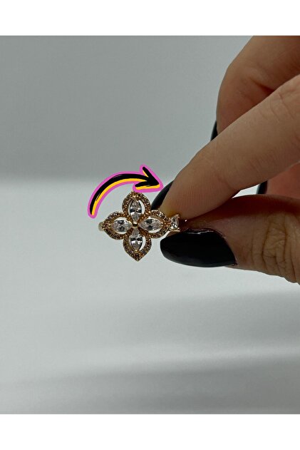 Gold Color 4 Leaf Clover Steel Stress Ring with Stone