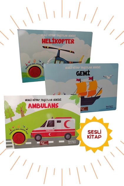 Sesli Kitap Taşıtlar 3'lü Set - Ambulans, Gemi, Helikopter Temalı 0-3 Yaş