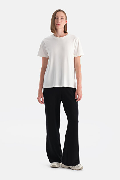 Black Women's Modal Sweatpants with Double Piping Detail