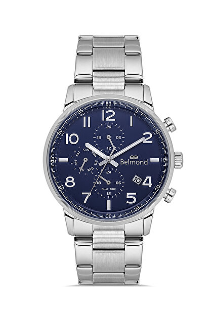 Kng1149.390 Silver & Navy Blue Steel Band Men's Wristwatch
