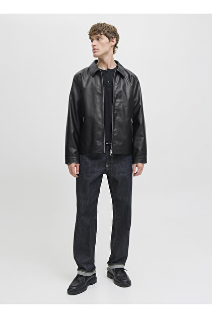 Jack & Jones Siyah Erkek Mont 12278839_JJECASABLANCA PU JACKET NO