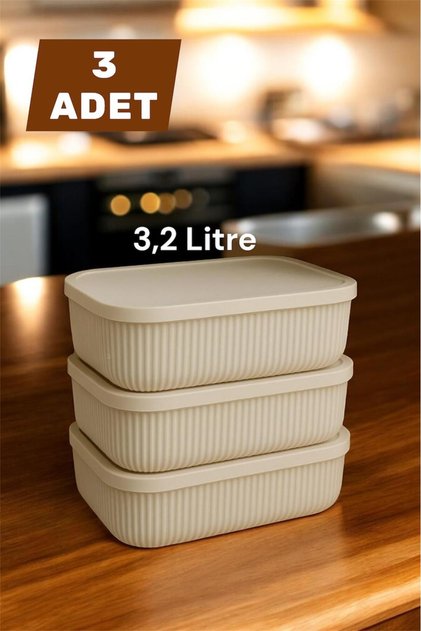 Colors Cream 3 Pieces 3.2 Lt Closet Organizer Organizer Toy Box Storage Box with Lid