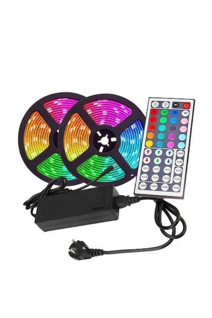 Kit Bandă Luminoasă LED 10 Metri RGB 5050, 60led/m, Transformator 5A, Telecomandă IR 24 Butoane