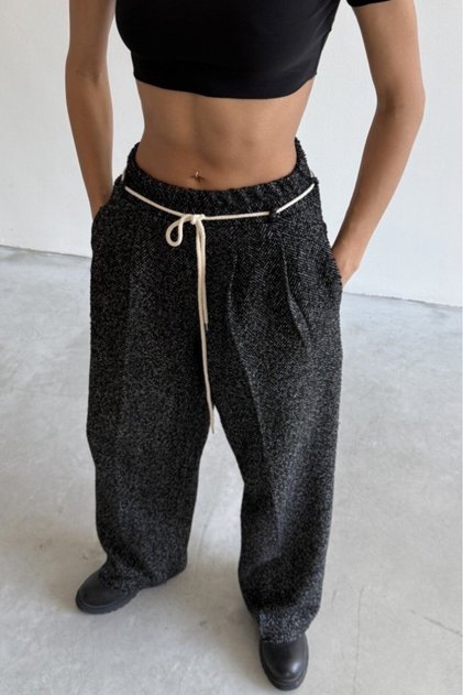 Elastic Waist, Dirty Stitch Palazzo Pants Cr1471