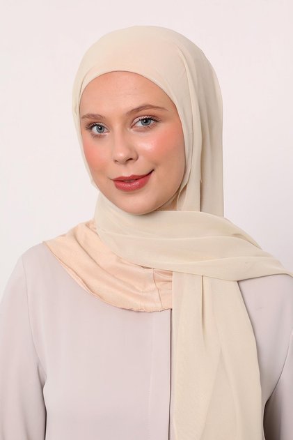 Beige Large Hijab Chiffon Shawl