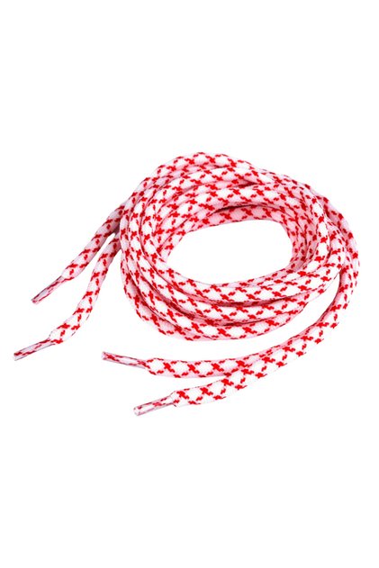 Set de 2 șireturi rotunde din poliester pentru pantofi sport 130 cm, alb-roșu