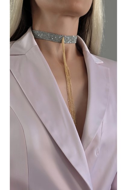 8 Sıralı Zincir Dokuma Sallantılı Vücut Tasma Choker Silver Gümüş Gold Renk El Yapımı Kolye