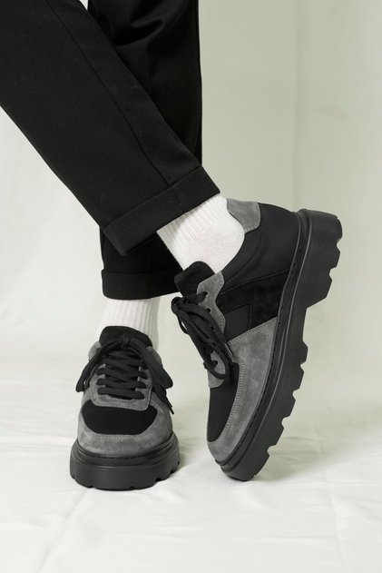 Victoria Model Genuine Leather Handmade Gray Suede Sneaker Shoes