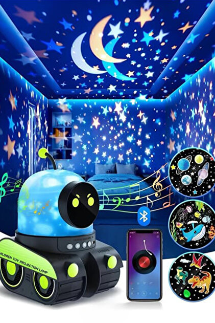 星型LEDライトセット（緑・青） LENSUN Robot Projeksiyon Gece Lambası Hoparlörlü Şarjlı Yıldızlı