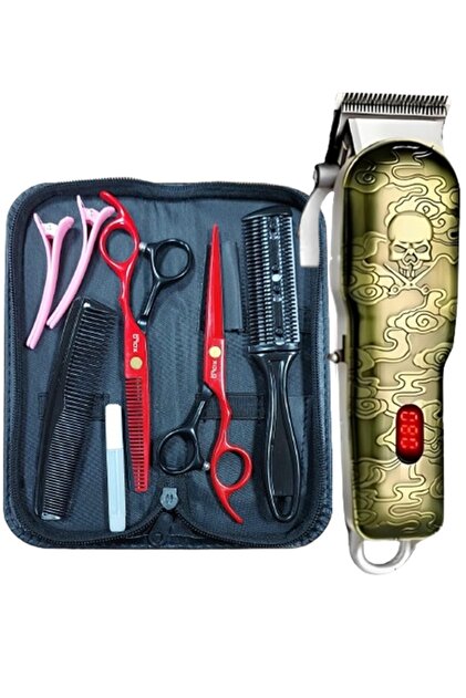 Xolo Tıraş Makineli Saç Tıraş Kesim Makas Seti 8 Parça Kuaför