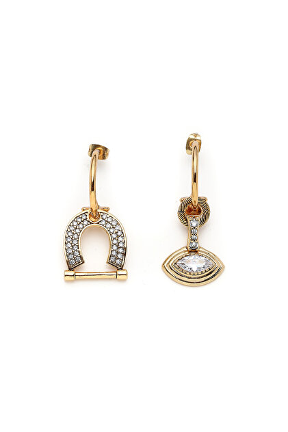 Lucky Vision Zirkon Nal, Göz Charm İğneli Küpe